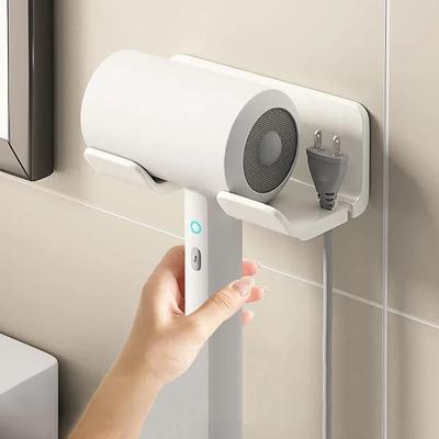 Föhnhalter Wandmontiert Glätteisen Föhn Haarständer Badezimmer Organizer Regale Selbstklebend Kunststoff Aufbewahrungsregal