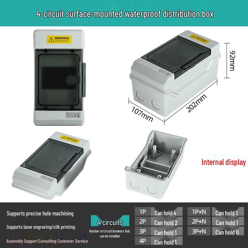 HT-Circuit Waterproof Outdoor Distribution Box for Construction and Household Electric Metering, Surface Mounted Switch Box.