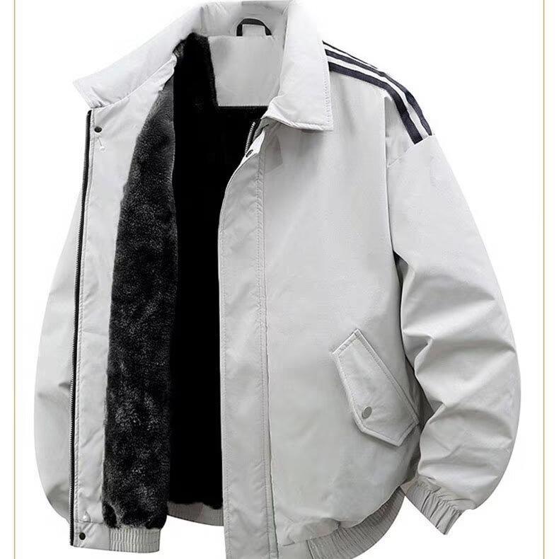 Men's Winter Trendy Thickened Lapel Workwear Coat - Loose Fit with Extra Velvet Lining.