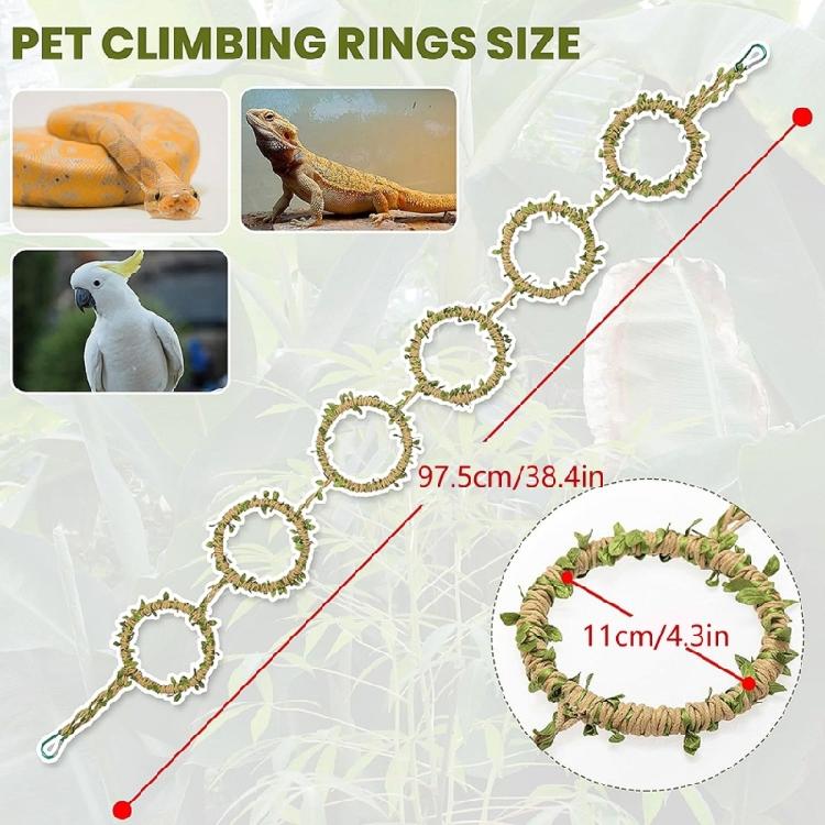 Snake Climbing Rings 38.4In Long Handwoven Twine Rope Pet Climbing Toy For Pet Feeding Box Terrarium Decoration