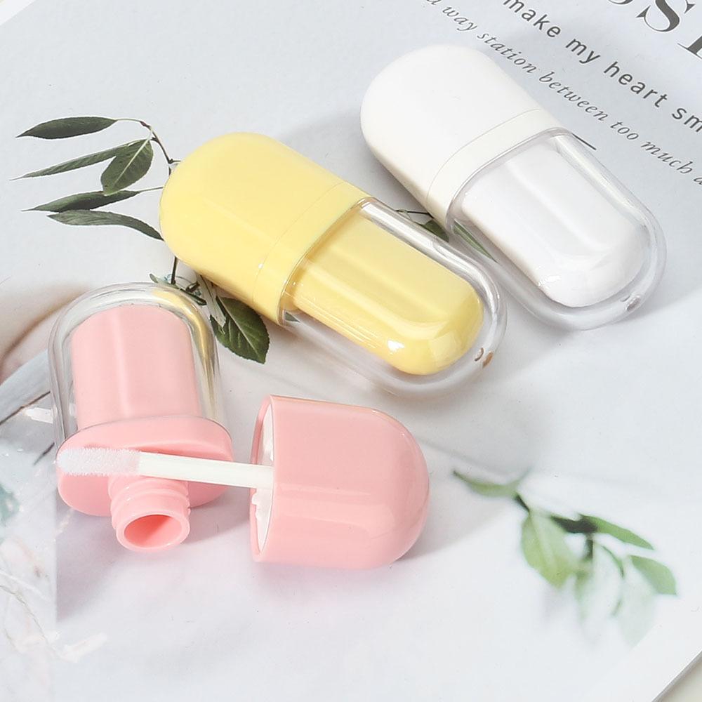 3ml Pink Oval Lip Gloss Tube, Ice Cream White Lip Glaze Bottle, Mini Lip Mud Empty Cosmetic Container