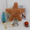 Christmas Tree Topper Plush Star Decoration Xmas Five-Pointed Star Tree Topper with Spring for Holiday Tree Decoration