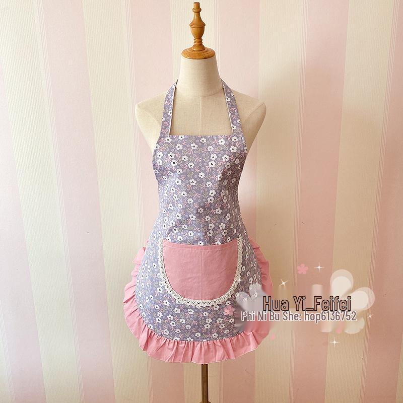Korean Style Cotton Lace Apron - Cute, Sleeveless, Anti-Stain Kitchen Wear