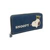 Snoopy Lång Plånbok med Populär Karaktär Snoopy med Broderad Krona Damdesign med Blixtlås Runtom, (Marin)