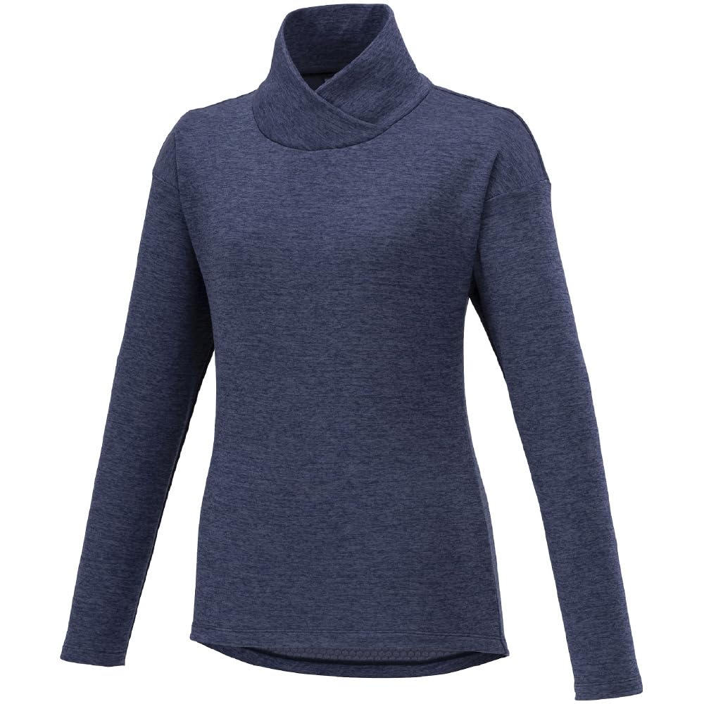 Mizuno Blue Depth Heather Stretch Fleece High Long Size Training Wear Women's Shirt, Neck, Sleeve, 32MAA840,