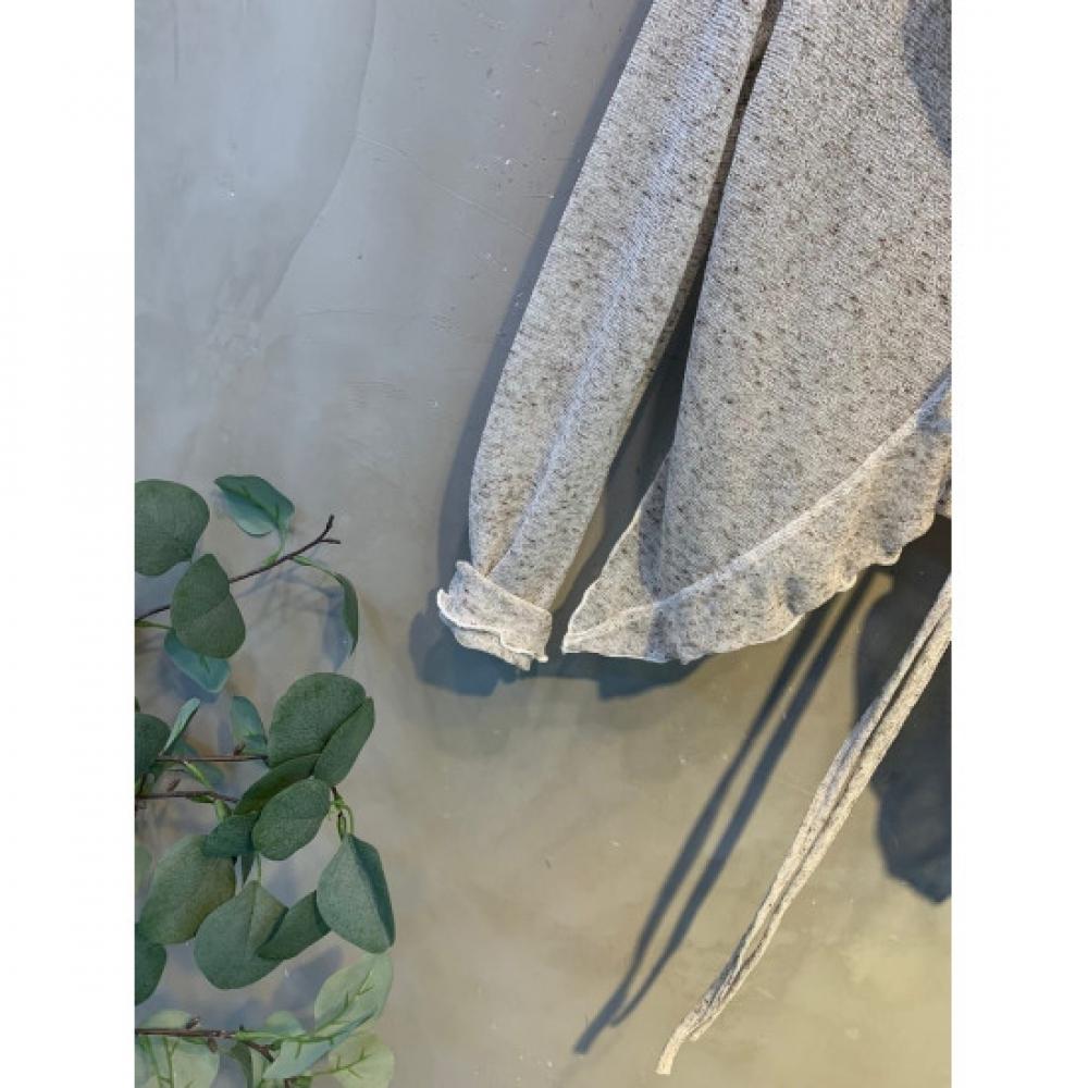 C S In The Room Women lInen Frill V neCk Crop Cardigan 3 ColorS
