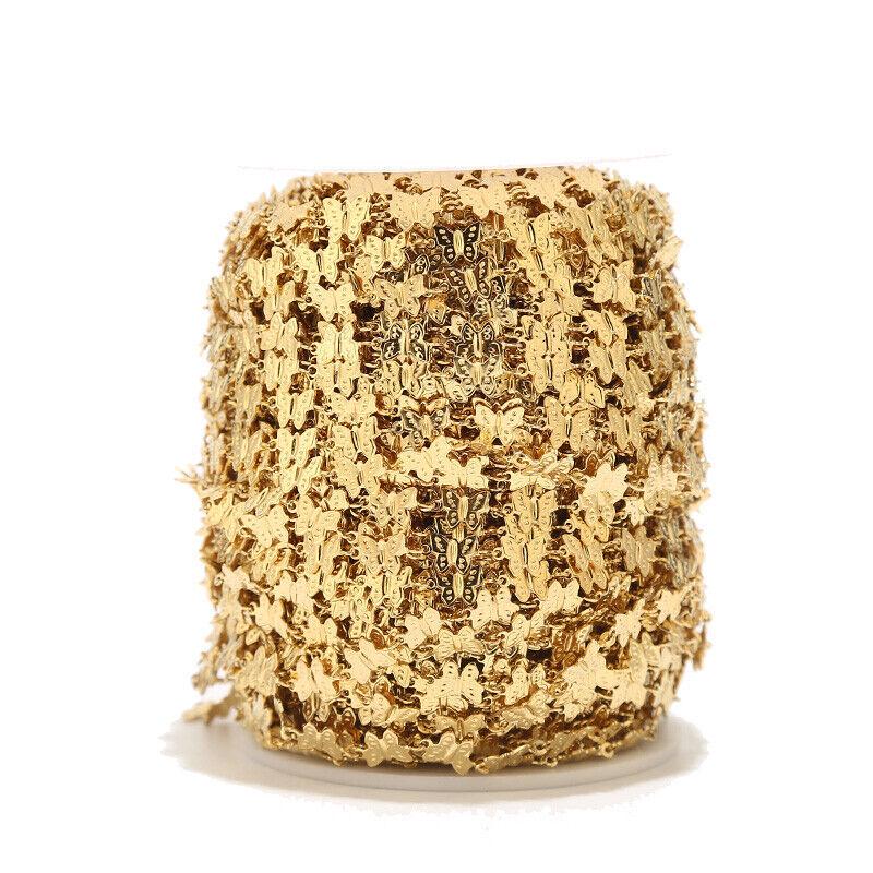 Pozłacany Prawdziwym Złotem Łańcuszek Ze Stali Nierdzewnej Motyl - Dodatek do Biżuterii DIY