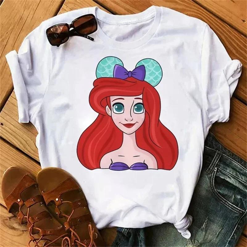 Unisex Snow White Princess T-shirt Cute Cartoon The Princesses White Tops Tshirt Streetwear T Shirts Clothes