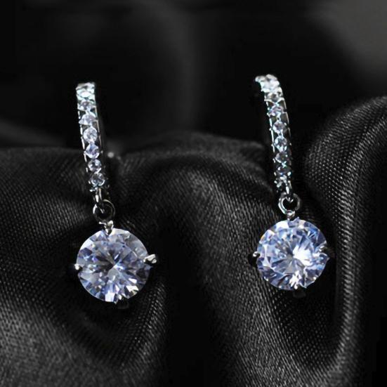 Ear Pendant Charming Faux Crystal Rhinestone Shiny Delicate Dangle Earrings for Banquet