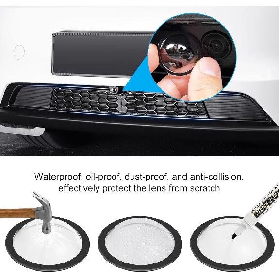 2Pcs Lens Guard PC Protective Cover Kits for Tesla from 2025Cybertruck / 2025 Model Y Juniper / 2025 Model S / 2025 Model 3 Front Bumper Camera