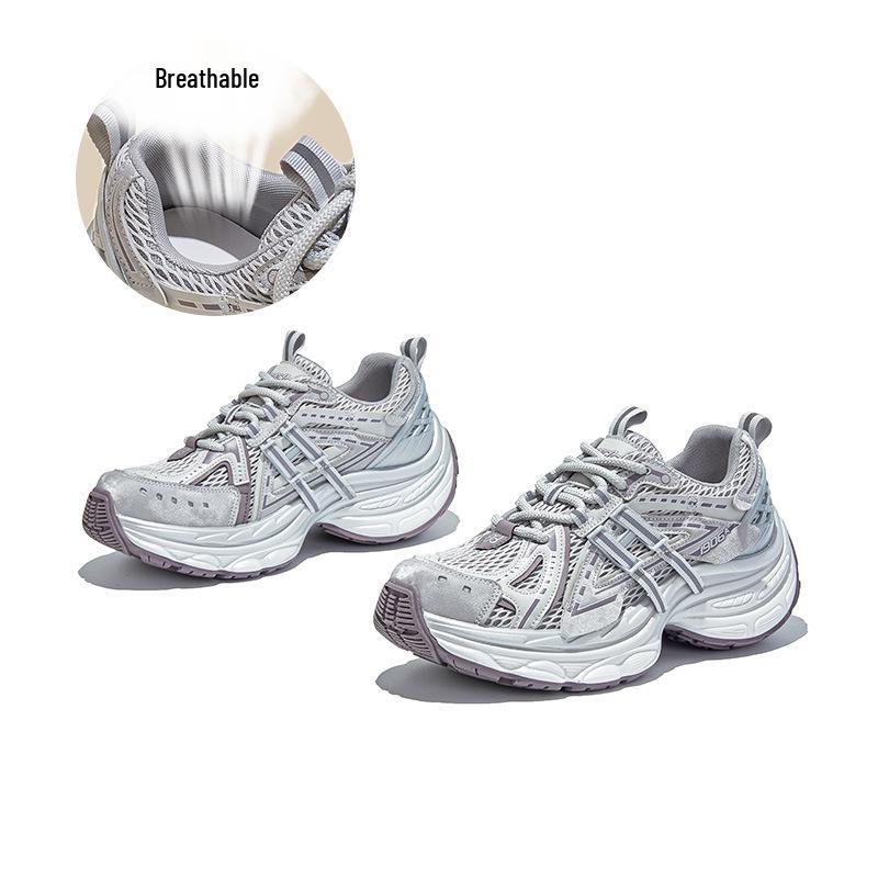 

Кроссовки женские осенние 2025 года, универсальные, повседневные, на высокой подошве 40 серебряный/фиолетовый