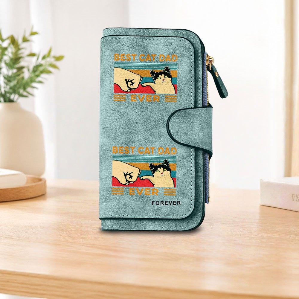 BEST CAT DAD EVER Long Zipper Wallet Large Capacity Card Holder Unisex Clutch Bag Fashionable Zipper Coin Purse Suitable For Daily Use Perfect Gift