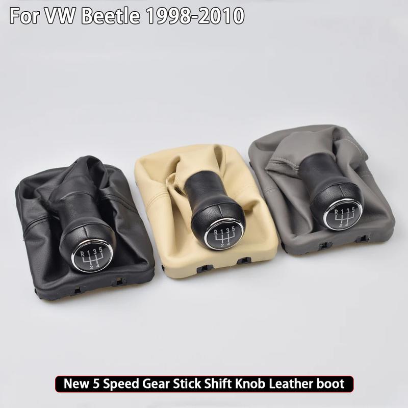 New For 5Speed Gear Stick Shift Knob Leather Boot for VW Beetle 1998 1999 2000 2001 2002 2003 2004 2005 2006 2007 2008 2009 2010