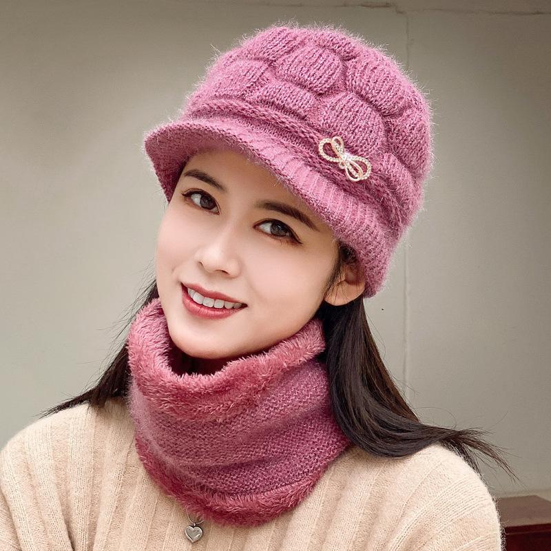 Autumn and Winter Hat Old Woman Warm Grandma Hat Mother Hat Old Lady Fleece Knitted Wool Hat