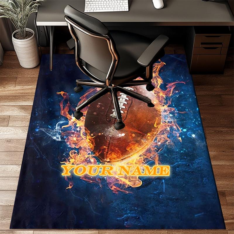 1PC Custom Name Football Art Theme Floor Mat Ideal for Living Room, Game Rooms, Office, Bedroom Floor Mat Playful Design