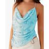 Women's Sleeveless Slim Fit Crop Top Floral Beaded Backless Tie Strappy Cami
