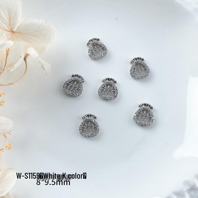 Nový rok nail art: Luxusní přívěsek Fortune Bag ze zirkonu a zlatem vykládané nositelné doplňky na nehty s kamínky