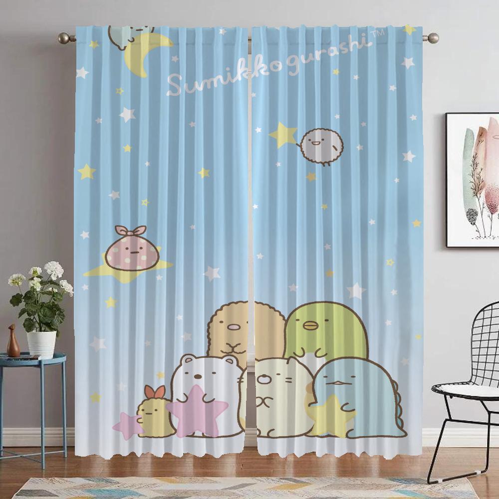 Anti-mosquito Curtains for Living Room Sumikko Gurashi Partition Home Interior Curtains 2 Pieces Blackout Curtain Shades Kitchen