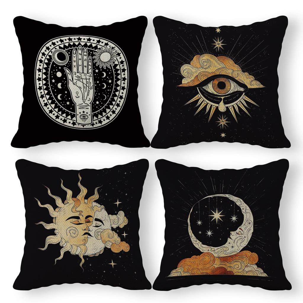 Zodiac Inspiration Print Cushion Cover, Durable & Stain-Resistant, Sofa & Bedroom Pillowcase