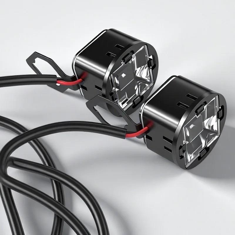 2PCS/Set Motorcycle LED Red and Blue Blinking Decorative Light Mini Mirror Headlight Turn Signal Lights Indicator Flash Lamps