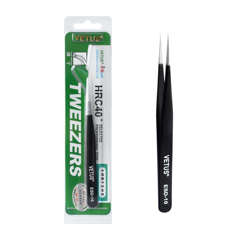 Stainless Steel Black Eyelash Tweezers Grip Pointed Tips Tweezers for Eyelash Extensions
