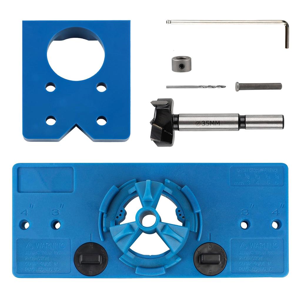 Hinge Template Set Hinge Drilling Template with Hole Spacing 46/48/52mm, Forstner Drill Bit Diameter 35mm Wood Drill