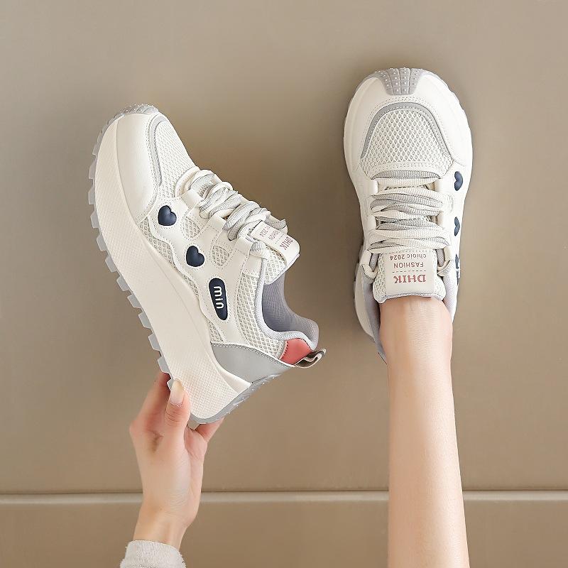 Summer All-match Sports Shoes New Style Women's Shoes Breathable Deodorant Mesh Casual Shoes Ladies Thick Bottom Non-slip Running Shoes