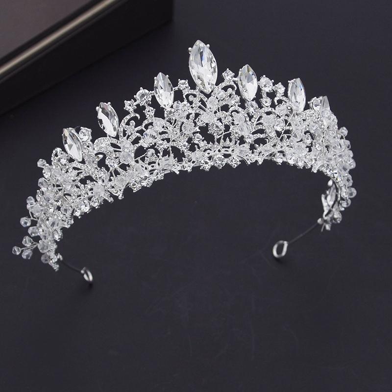 Luxuriöse handgefertigte Kristallperlen-Diademe, Brautschmuck-Sets für Frauen, Brautkrone, Hochzeitskleid, Halskette, Ohrringe, Kronen-Sets