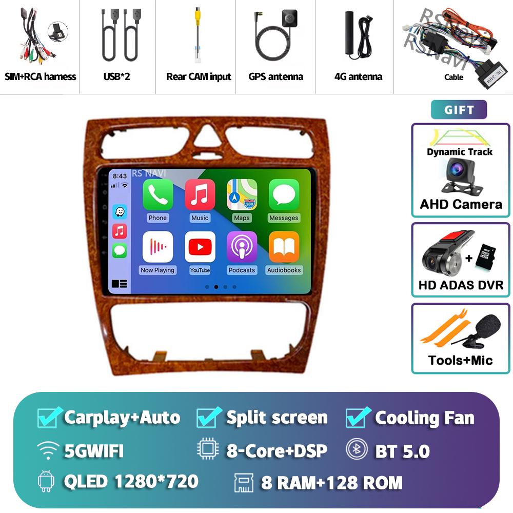 Android 14 Carplay Car Radio  For Benz W209 Multimedia Video Player Navigation GPS Stereo 2Din DVD 360 Camera Head Unit 4G+Wifi