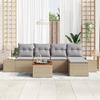 VidaXL Canapé de jardin 6 pièces avec coussins Beige Poly Rattan Acacia 3347945