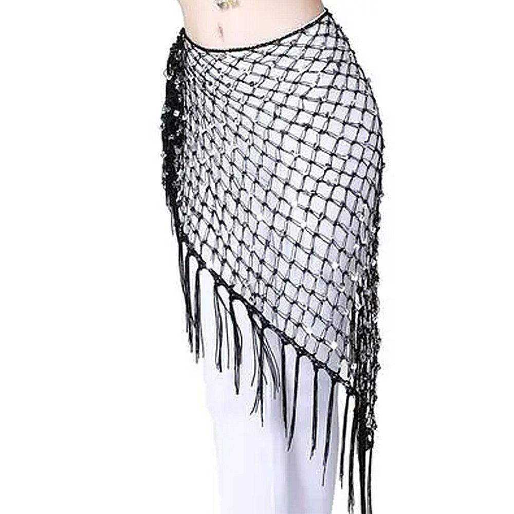 Fashion Tassel Belly Dance Hip Scarf Sequins Bohemian Waist Chain Crochet Dancer Skirt Show Costumes
