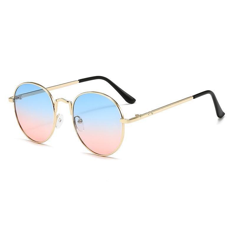 Latest Vintage Round Compact Frames Sunglasses Metal High-end Men's and Women's Shades Stylish Trend Glasses UV400 Eyewear