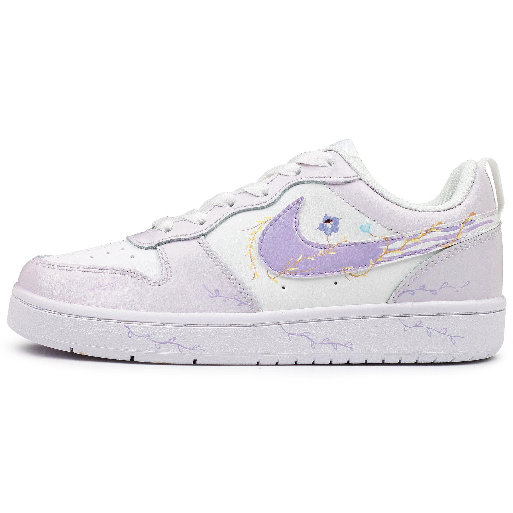 

Nike Court Borough Low top Skateboard Shoes Women s White Purple BQ5448-100(Team41-) 35.5