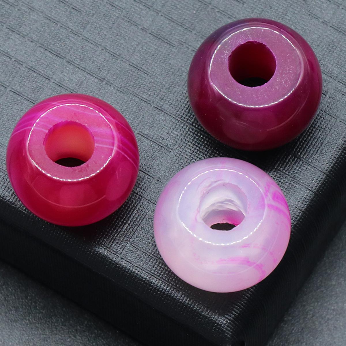 

Натуральный камень бусины с большими отверстиями круглый кристалл розовый кварц зеленый авантюрин свободные бусины для изготовления ювелирных изделий DIY ожерелье браслет аксессуары 12x18 мм 3Pc/RoseRed Striped Agate