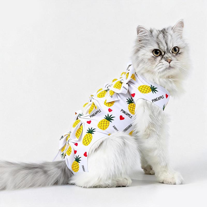 Avocado-Print Katzen-Genesungsanzug Atmungsaktiv Anti-Leck Chirurgieanzug für Katzen Kätzchen