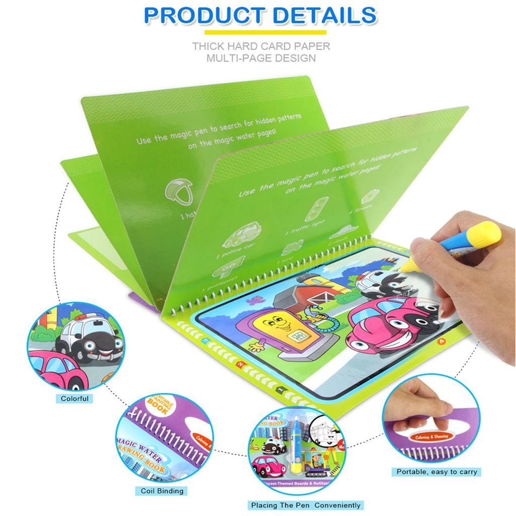 8 Types  Water Drawing Doodle Book &  Pen Coloring Painting Drawing Board Early Educational Toys Birthday Gift for Kid
