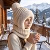 Passamontagna Invernale per Uomo e Donna, Passamontagna Antivento, Cappello Maschera da Sci a Maglia, Cappello a Maglia Foderato in Pile con Scaldacollo Scalda Teste, Pompon, Accogliente Freddo