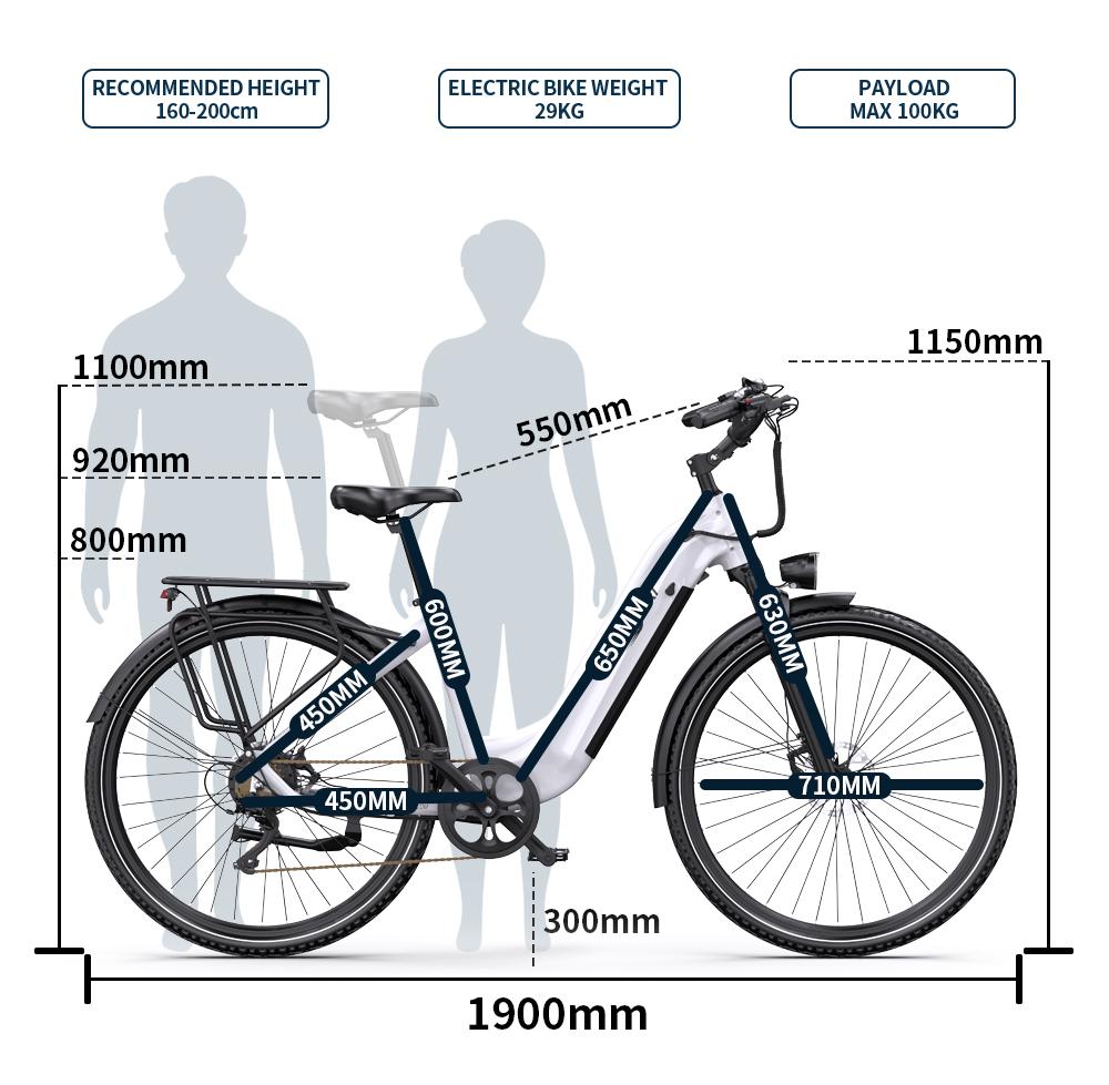 ONESPORT OT05 Pro Electric Bike 250W Motor 36V 22.5Ah Battery 700*50C Tires 25km/h Max Speed 140km Max Range Torque Sensor
