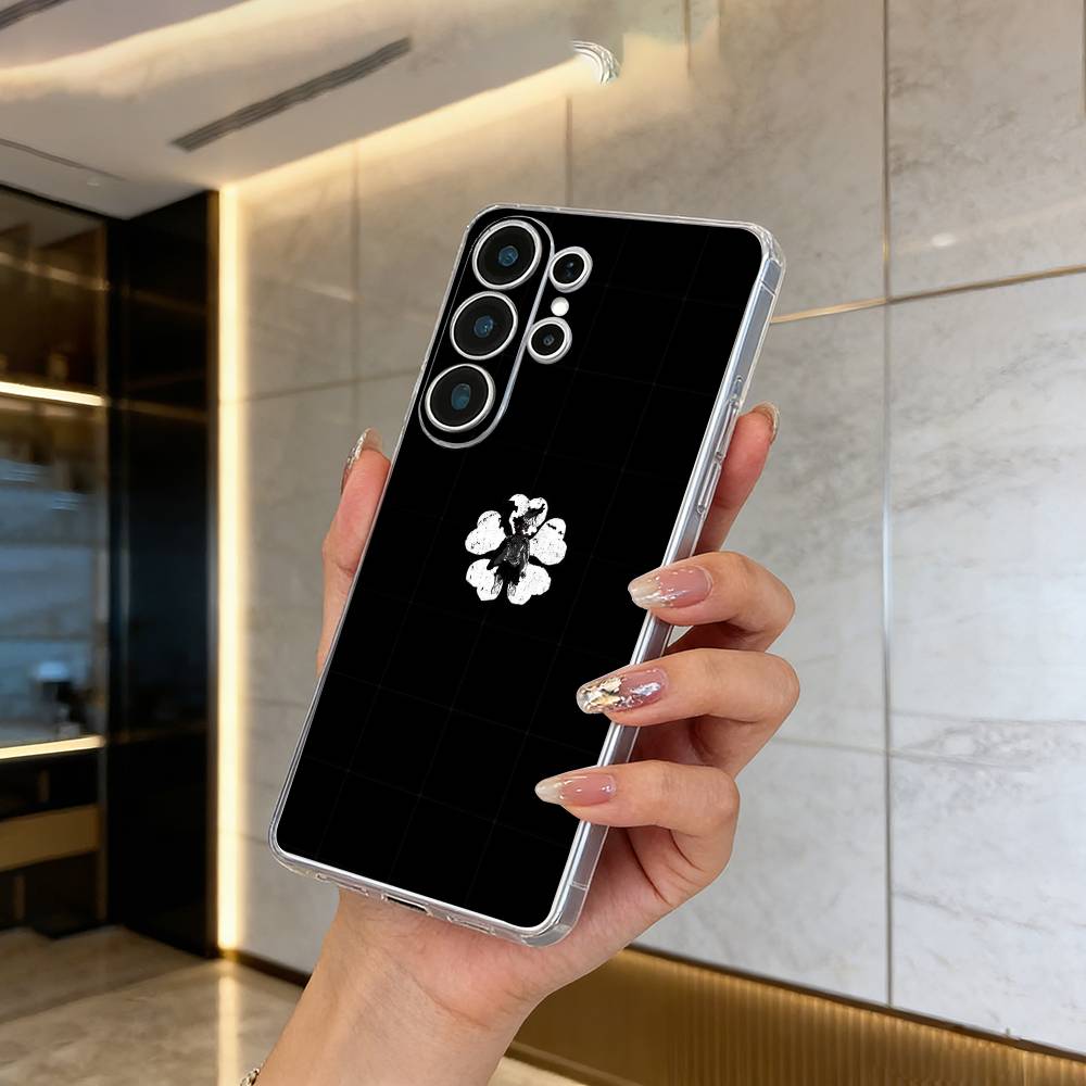 Black Clover Clear Soft Silicone Phone Case forSamsung S25, S24, S21, S22, S23, S30, Ultra, S20, Plus