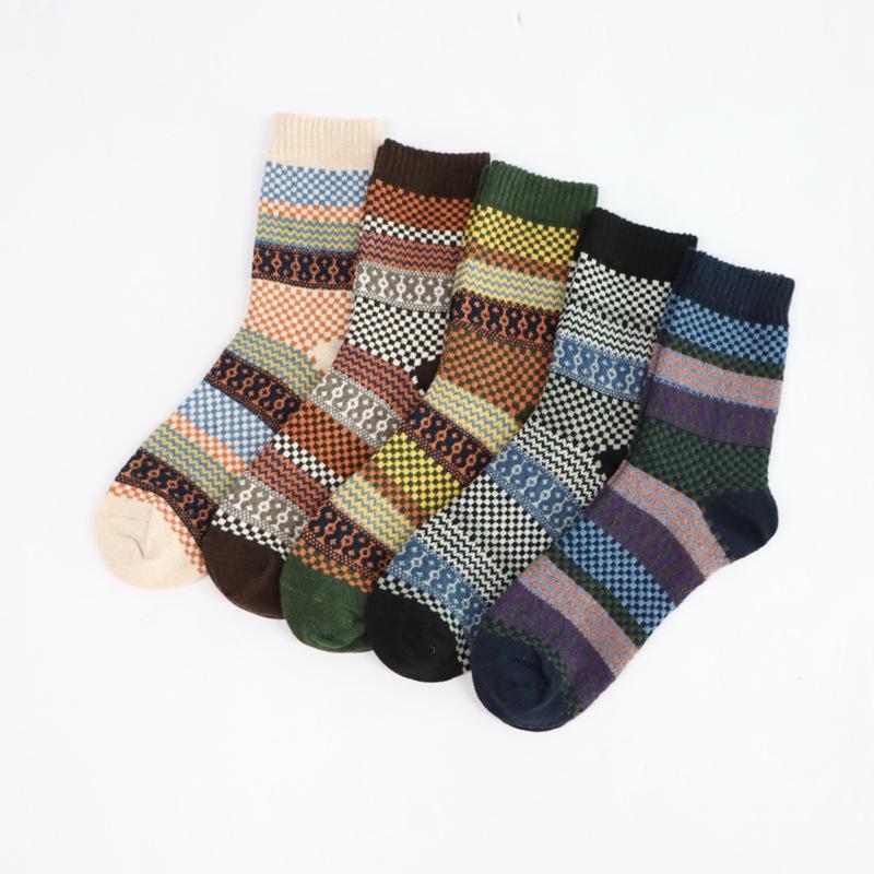 Herren Winter Verdickte Frottee Mid-Calf Socken - Warm, Retro, Mischgarn Bodensocken