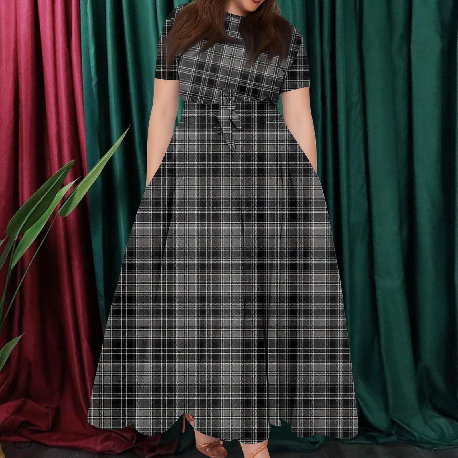 

Женское повседневное модное свободное платье большого размера с принтом, круглым вырезом и короткими рукавами, карманными бретелями XXXXXL