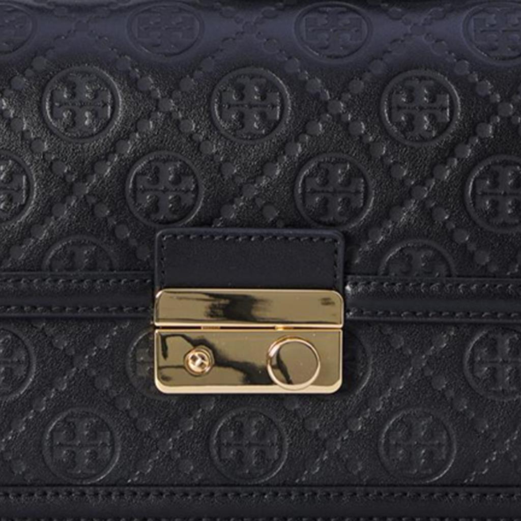 Tory Burch T Monogram Adjustable Strap Leather Crossbody Bag Women Bags Black 160210-001