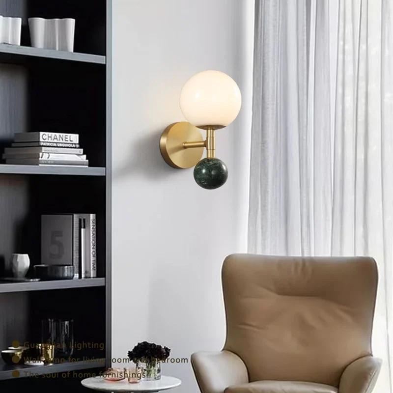 Nordic LED Wall Lamps Simple Bedside Marble Lamp Light High-end Home Decoration Wall Lamp Aisle New Style Wall Light