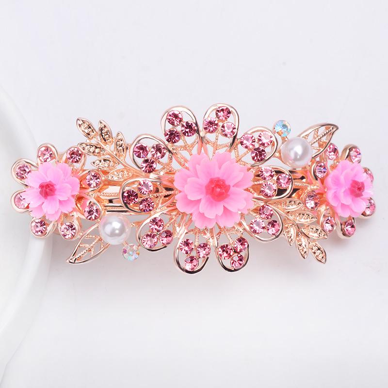 Korean Rhinestone Spring Hair Clip - Versatile Medium/Large Size for Women