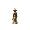 Vintage Mystic Mage Brass Figurine Wizard Statue Rustic Metal Craft Decor for Coffee Table Office Desktop Collectible Gift