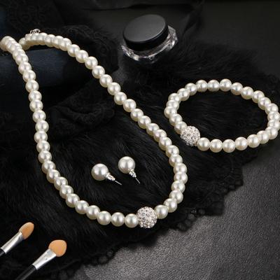 Women's Fashion Imitation Zircon Necklace Earrings Bracelet Zircon Set Suitable for Wedding, Party, Festival Gifts-5042