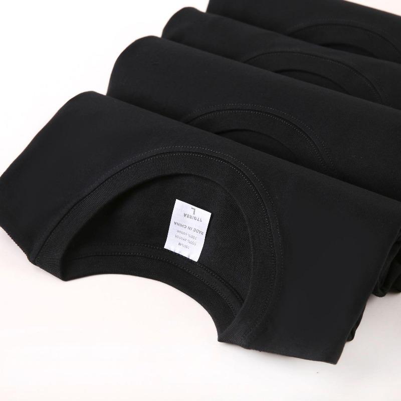 Live Broadcast 230g Heavyweight Pure Cotton Solid Color Long Sleeve T-Shirt with Printed Logo