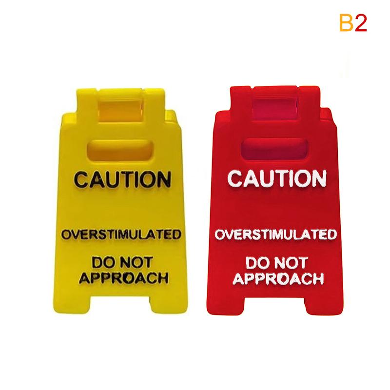 Caution Overstimulated Desk Sign 3D Printed Funny Warning Sign Mini Office Decor Humor Gag Gift For Coworker Employee Boss