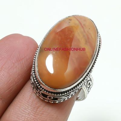 Vintage Pflaumenwurzel Achat Edelstein 925 Sterling Silber vergoldet Ring VRI-R2