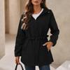 Damen Kapuzenjacke Langarm Lockerer Schnitt Kordelzug in der Taille Wasserdicht Winddicht Outdoor Wanderjacke